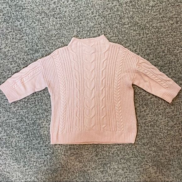 Vince Camuto Cable Stitch Elbow-Sleeve Mock Neck Drop Shoulder Knit Sweater NWT - Picture 5 of 9